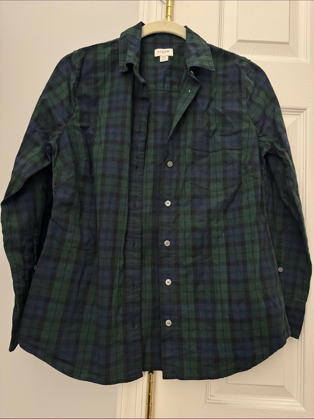 J. Crew Green and Navy Plaid Button-Down Shirt